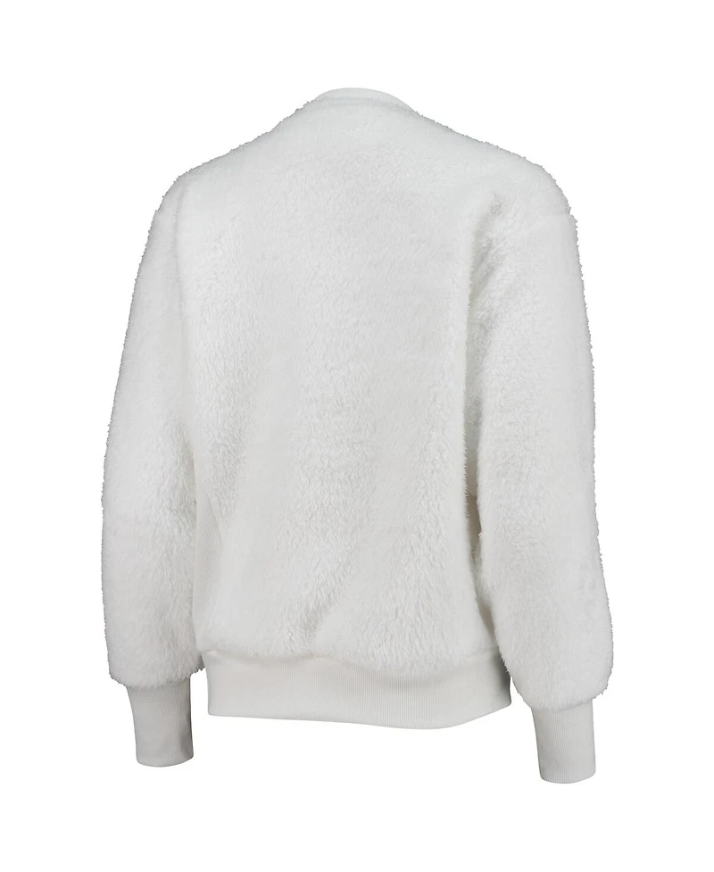 Women's Touch White Carolina Panthers Milestone Tracker Pullover Sweatshirt