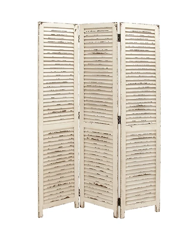 Cream Wood Farmhouse Room Divider Screen