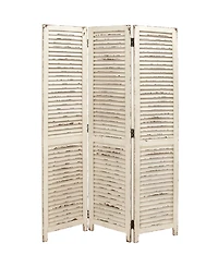 Cream Wood Farmhouse Room Divider Screen