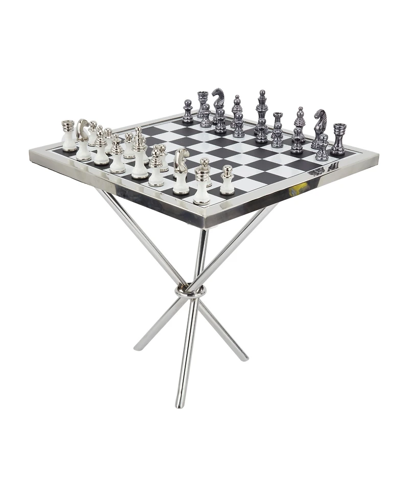 Aluminum Contemporary Game Table Set, 33 Pieces