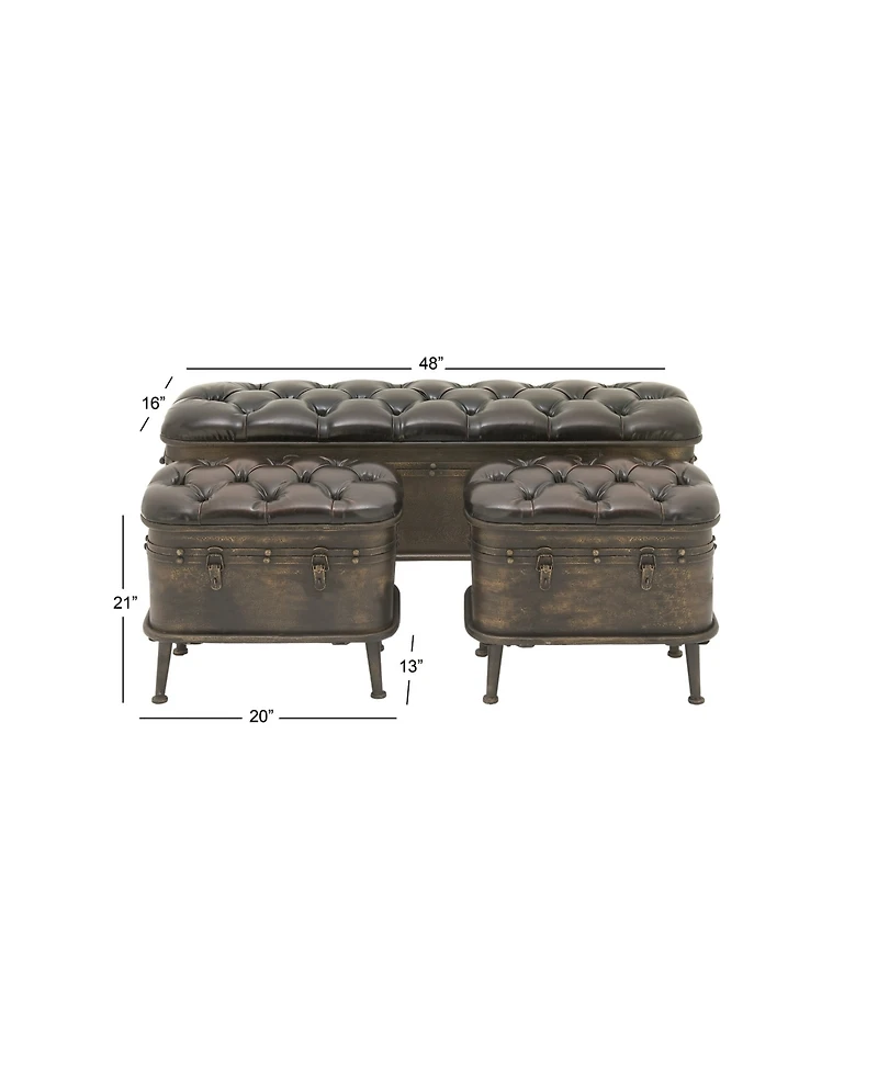 Metal Retro Storage Bench, Set of 3