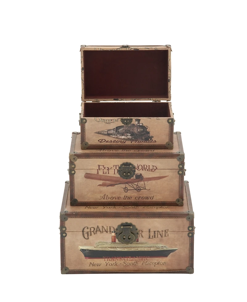 Wood Retro Trunk, Set of 3