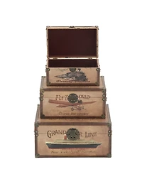 Wood Retro Trunk, Set of 3