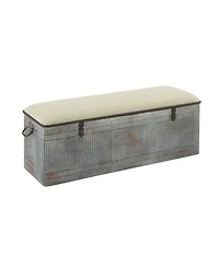 Iron and Fabric Farmhouse Bench