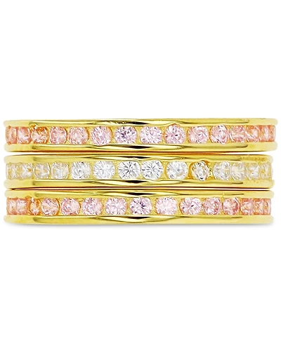 Cubic Zirconia Stack Look Ring Sterling Silver or 14k Gold-Plated