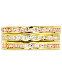 Cubic Zirconia Stack Look Ring Sterling Silver or 14k Gold-Plated