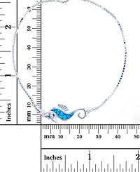 Lab-Created Blue Opal Seahorse Bolo Bracelet in Sterling Silver