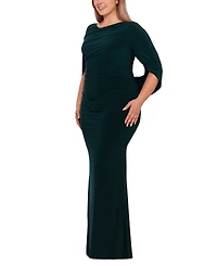 Betsy & Adam Plus Ruched Gown