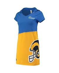 Women's Refried Apparel Royal and Gold Los Angeles Rams Hooded Mini Dress