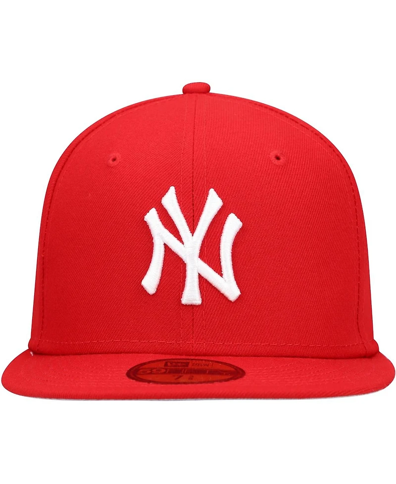 Men's New Era Red York Yankees Logo White 59FIFTY Fitted Hat