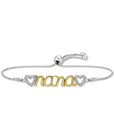 Diamond Nana Heart Bolo Bracelet (1/6 ct. t.w.) in Sterling Silver or Sterling Silver & 14k Gold-Plate