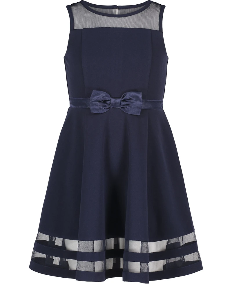 Calvin Klein Big Girls Illusion Mesh Bow Front Dress