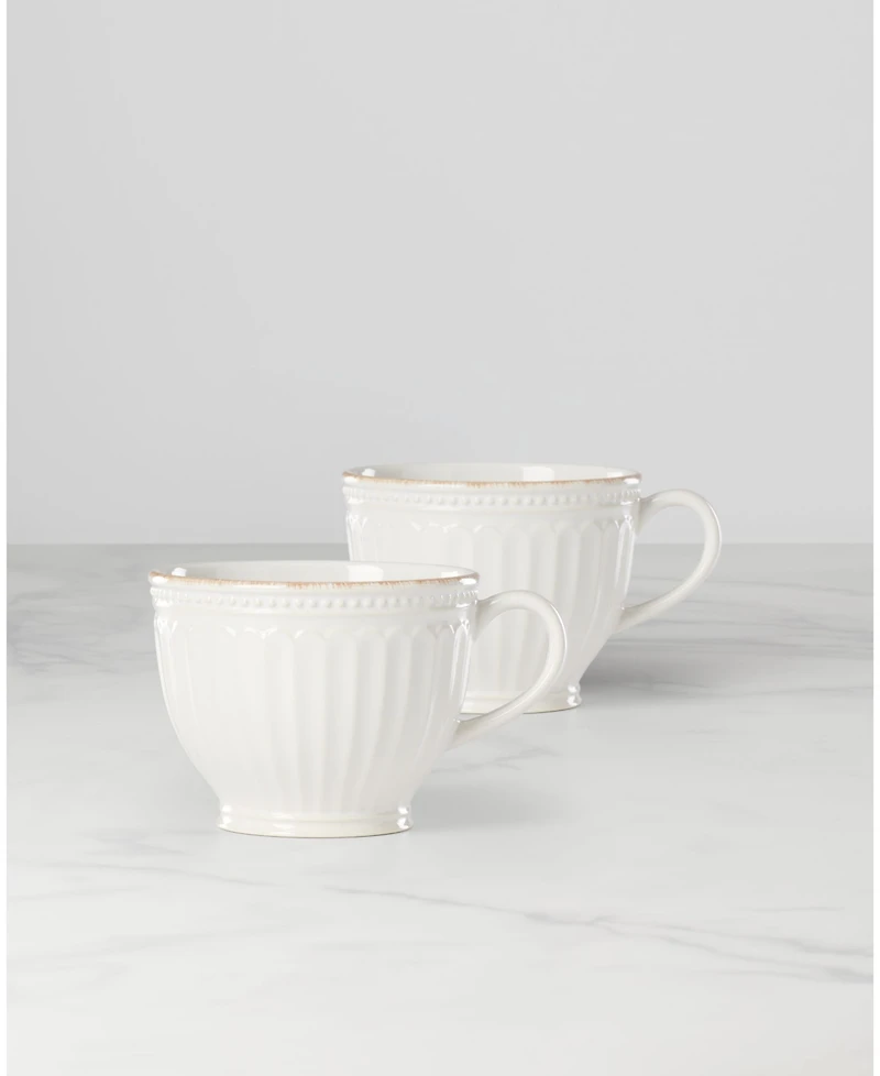 French Perle Groove Latte Mug Set, 2 Piece