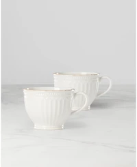 French Perle Groove Latte Mug Set, 2 Piece