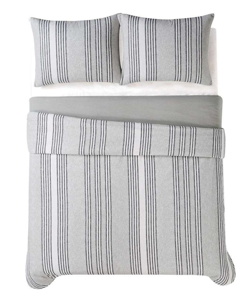 Truly Soft Kiel Stripe 3 Piece Flannel Comforter Set