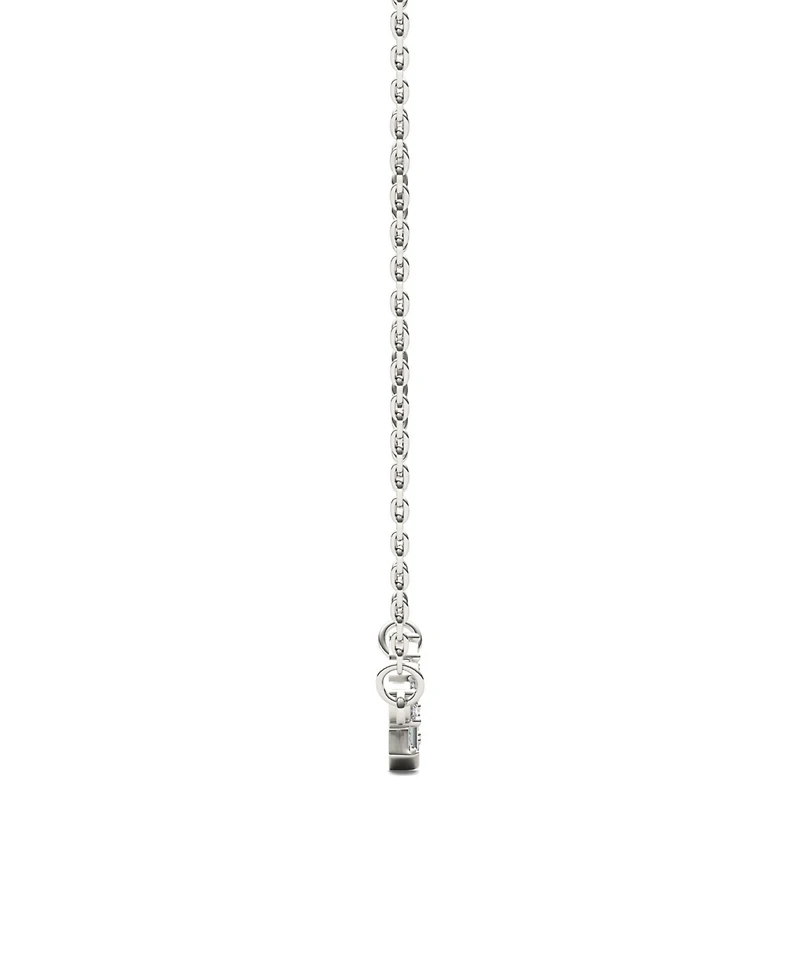 Moissanite Fixed Baguette Necklace (3/4 Carat Total Weight Certified Diamond Equivalent) in 14K White Gold