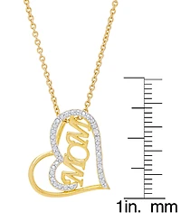 Macy's Women's Diamond Accent 'Mom' Heart Pendant Necklace
