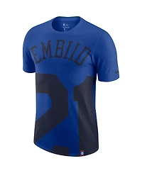 Men's Nike Joel Embiid Royal Philadelphia 76ers Oversized Name and Number T-shirt