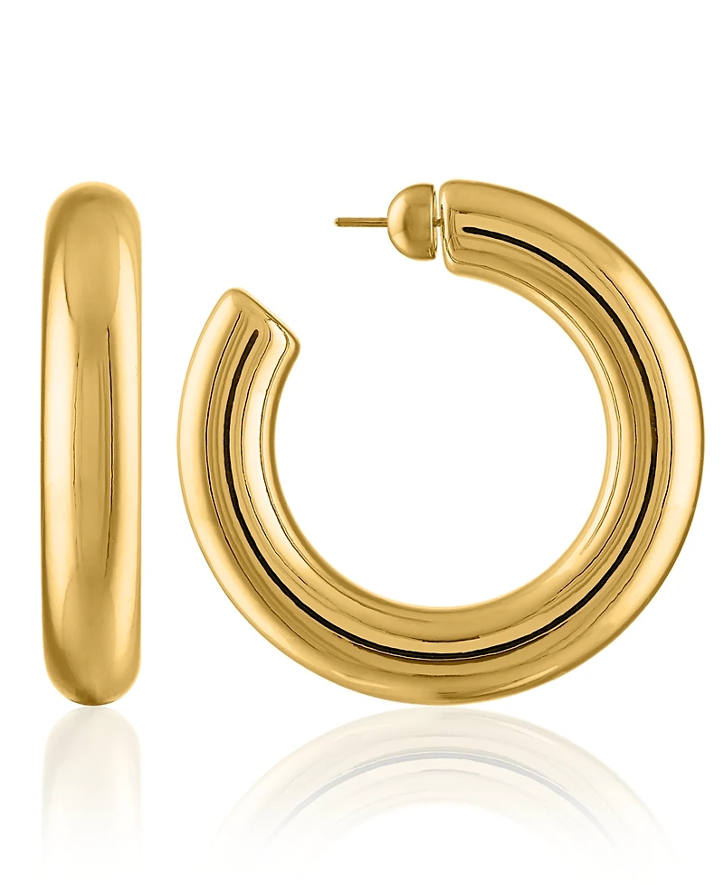 Oma The Label Women's Chubby Large 18K Gold-Plated Brass Hoops Earrings