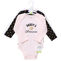 Hudson Baby Baby Girls Hudson Breathable Cotton Long-Sleeve Bodysuit Bundle 3 Count