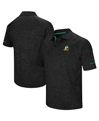 Men's Colosseum Heathered Black Oregon Ducks Alternate Logo Down Swing Raglan Polo Shirt