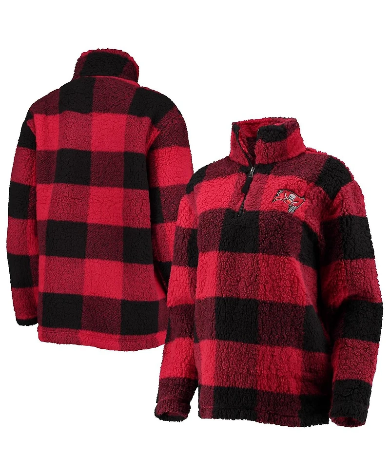 Women's G-iii 4Her by Carl Banks Red Tampa Bay Buccaneers Sherpa Plaid Quarter-Zip Jacket
