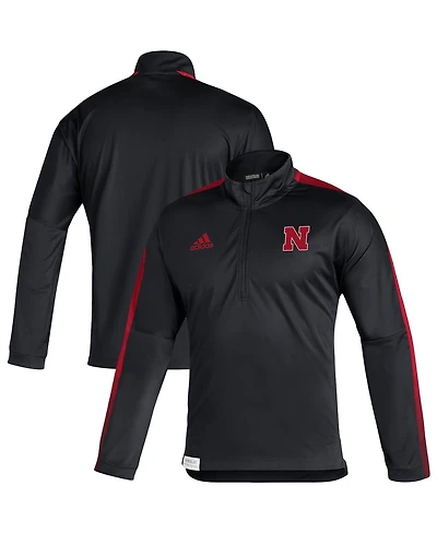 Men's adidas Black Nebraska Huskers 2021 Sideline Quarter-Zip Jacket