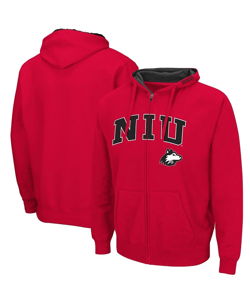 Men's Colosseum Cardinal Northern Illinois Huskies Arch Logo 3.0 Full-Zip Hoodie