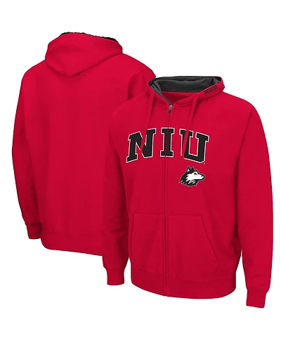 Men's Colosseum Cardinal Northern Illinois Huskies Arch Logo 3.0 Full-Zip Hoodie