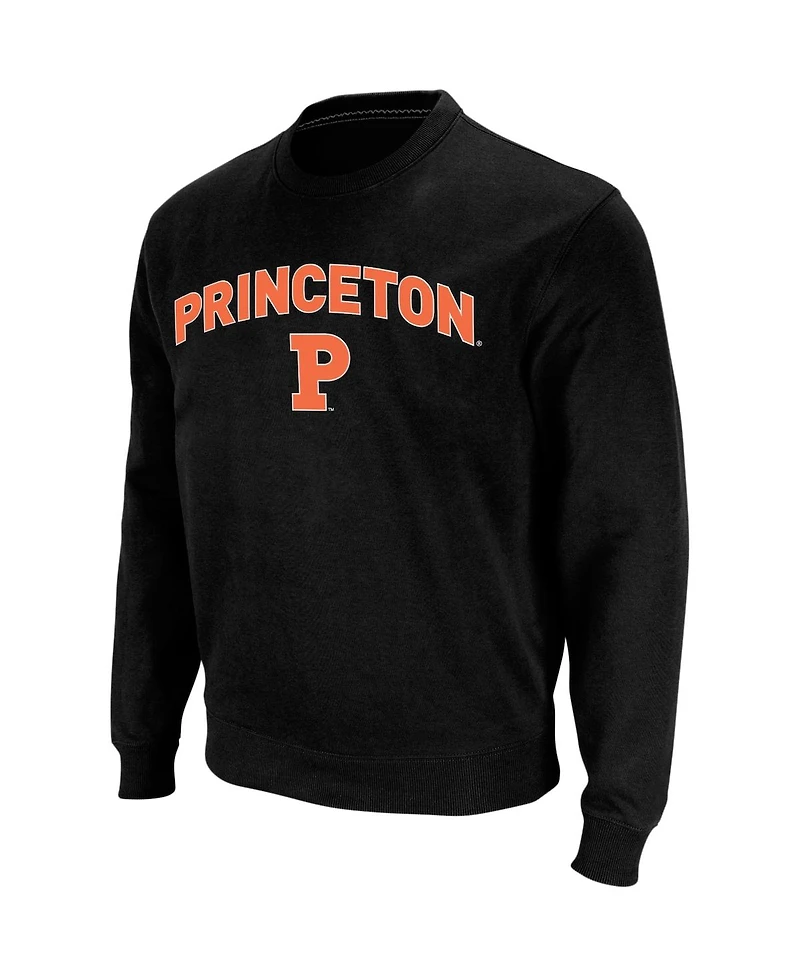 Men's Colosseum Black Princeton Tigers Arch & Logo Crew Neck Sweatshirt
