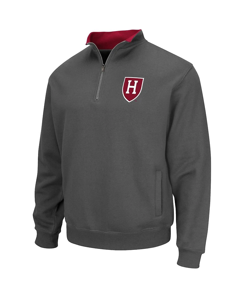 Men's Colosseum Charcoal Harvard Crimson Tortugas Team Logo Quarter-Zip Jacket