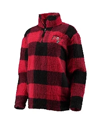 Women's G-iii 4Her by Carl Banks Red Tampa Bay Buccaneers Sherpa Plaid Quarter-Zip Jacket