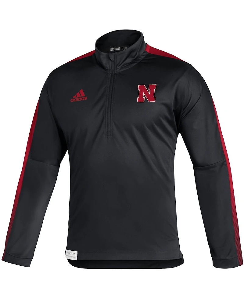 Men's adidas Black Nebraska Huskers 2021 Sideline Quarter-Zip Jacket
