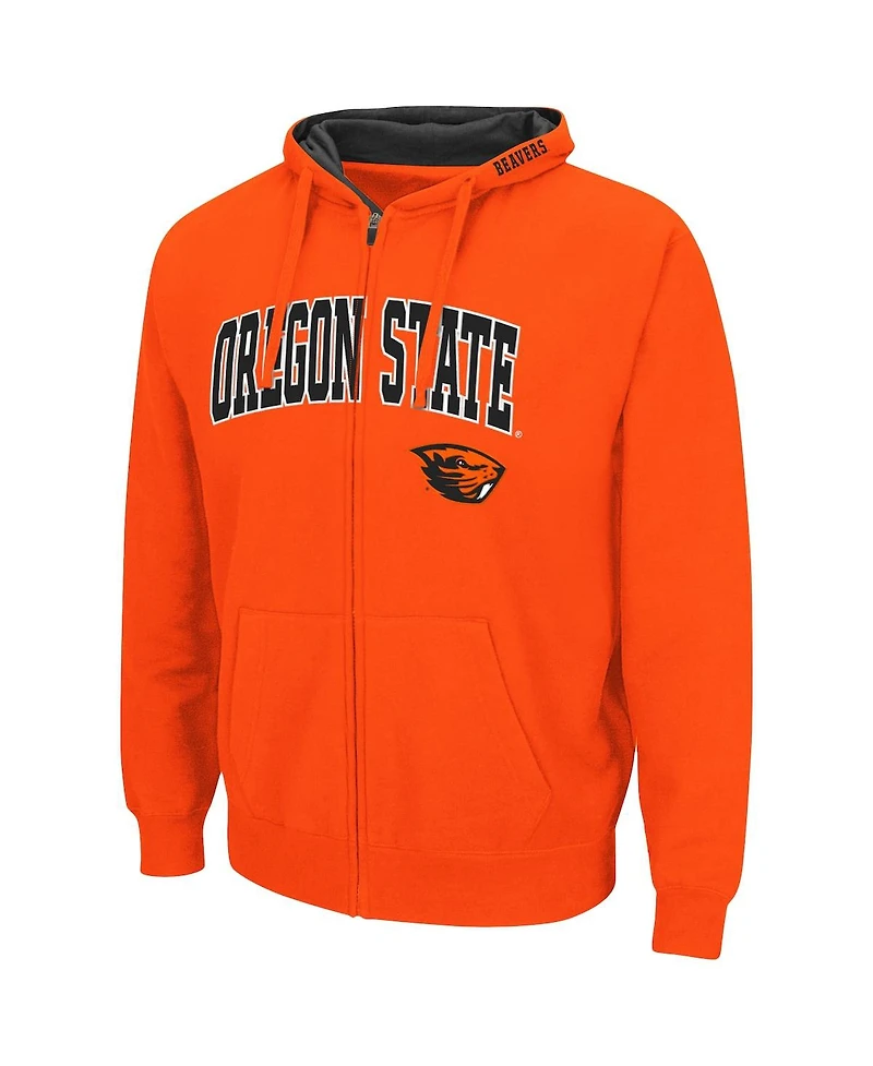 Men's Colosseum Orange Oregon State Beavers Arch Logo 3.0 Full-Zip Hoodie