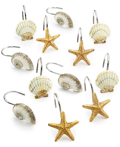 Avanti Antigua Starfish & Seashells Ceramic 12-Pc. Shower Curtain Hooks
