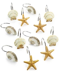 Avanti Antigua Starfish & Seashells Ceramic 12-Pc. Shower Curtain Hooks