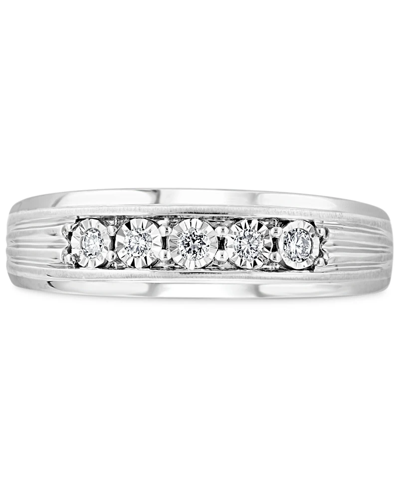 Effy Men's Diamond Ring (1/6 ct. t.w.) Sterling Silver (Also available 14k Gold-Plated Silver)