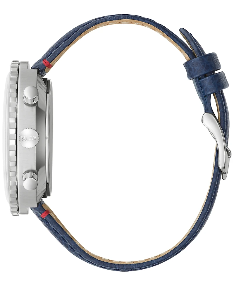 Bulova Men's Archive Series Chronograph C Blue Leather Strap Watch 46mm