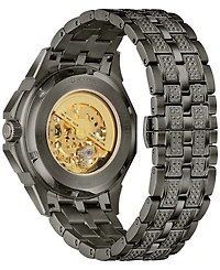 Bulova Men's Octava Automatic Crystal-Accent Gray Stainless Steel Bracelet Watch 41.7mm
