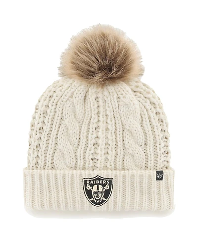 Women's '47 Cream Las Vegas Raiders Team Meeko Cuffed Knit Hat with Pom