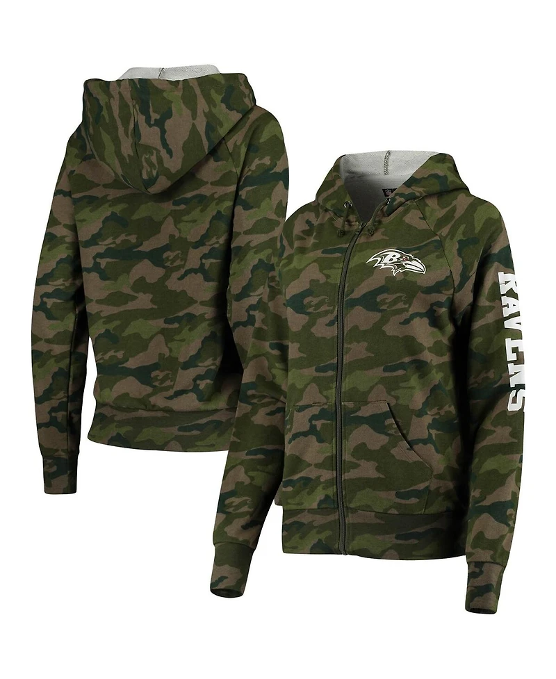 Women's New Era Camo Baltimore Ravens Raglan Full-Zip Hoodie