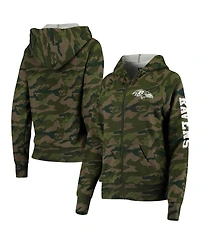 Women's New Era Camo Baltimore Ravens Raglan Full-Zip Hoodie