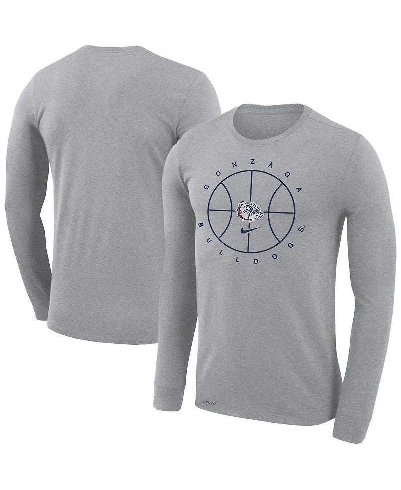 Men's Nike Gray Gonzaga Bulldogs Basketball Icon Legend Performance Long Sleeve T-shirt
