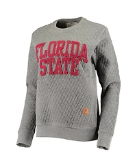 Women's Pressbox Heathered Gray Florida State Seminoles Moose Applique Quilted Pullover Sweatshirt