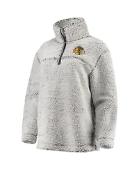 Women's G-iii 4Her by Carl Banks Gray Chicago Blackhawks Sherpa Quarter-Zip Pullover Jacket