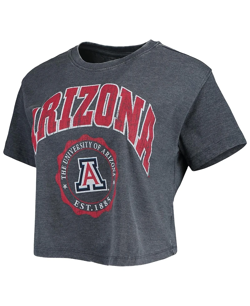Women's Pressbox Navy Arizona Wildcats Edith Vintage-Like Burnout Crop T-shirt