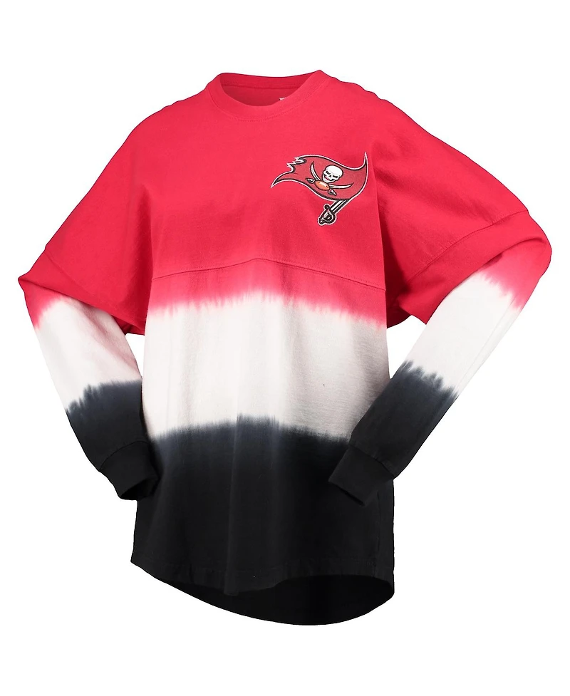 Women's Fanatics Red, Black Tampa Bay Buccaneers Ombre Long Sleeve T-shirt