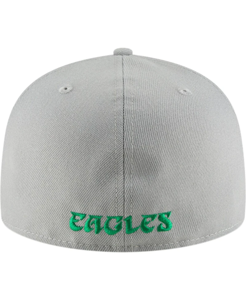 Men's New Era Gray Philadelphia Eagles Omaha Throwback 59Fifty Fitted Hat