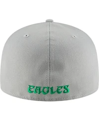 Men's New Era Gray Philadelphia Eagles Omaha Throwback 59Fifty Fitted Hat