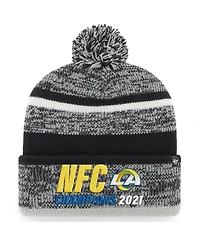 Men's '47 Brand Heathered Black Los Angeles Rams 2021 Nfc Champions Northward Cuffed Pom Knit Hat